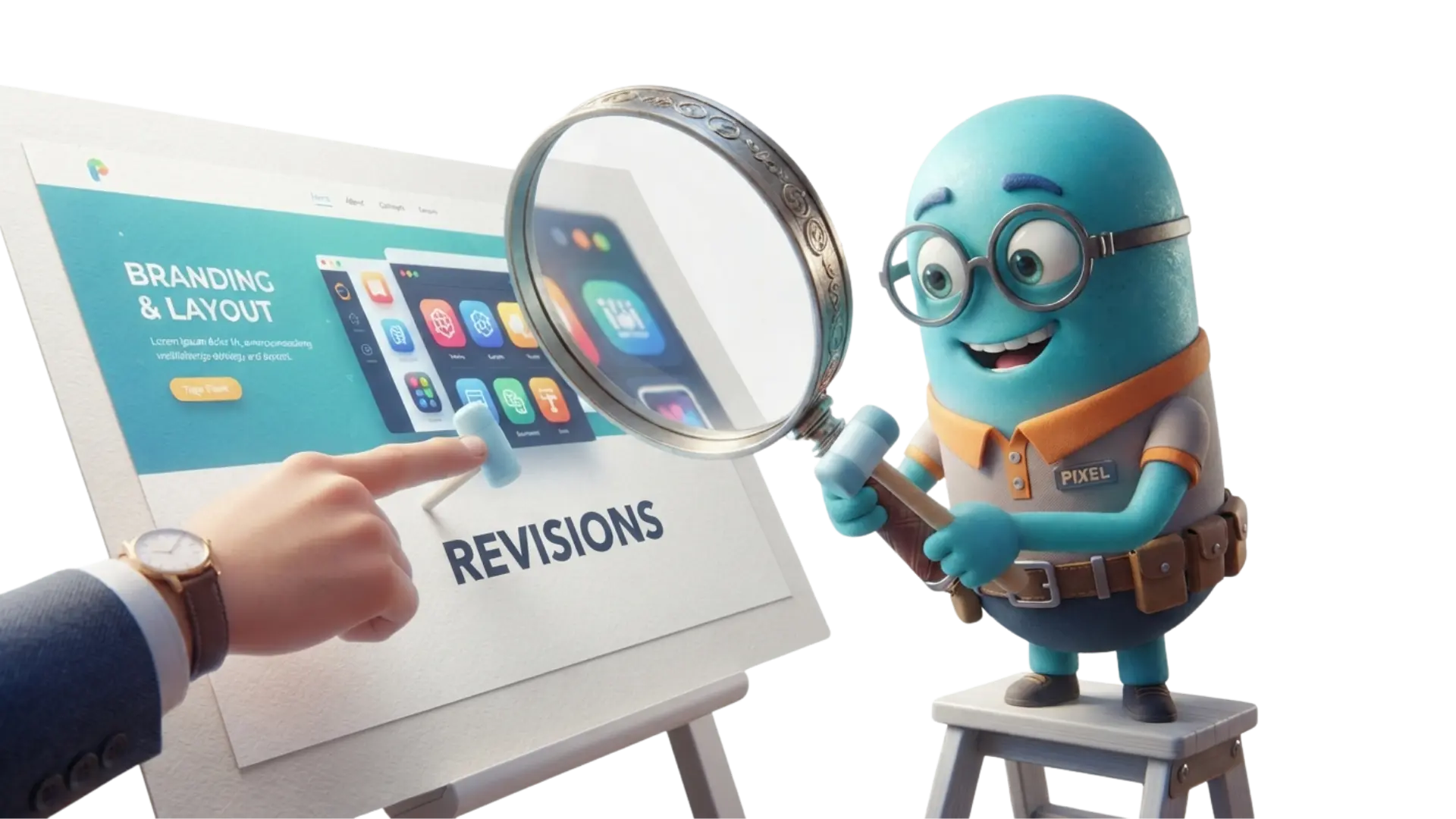 Company profile design revisions step: live preview and layout feedback on corporate profile pages