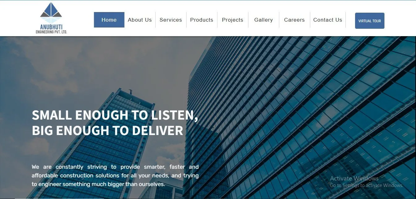 Website Design for Construction company in ahmedabad Anubhuti Engineering