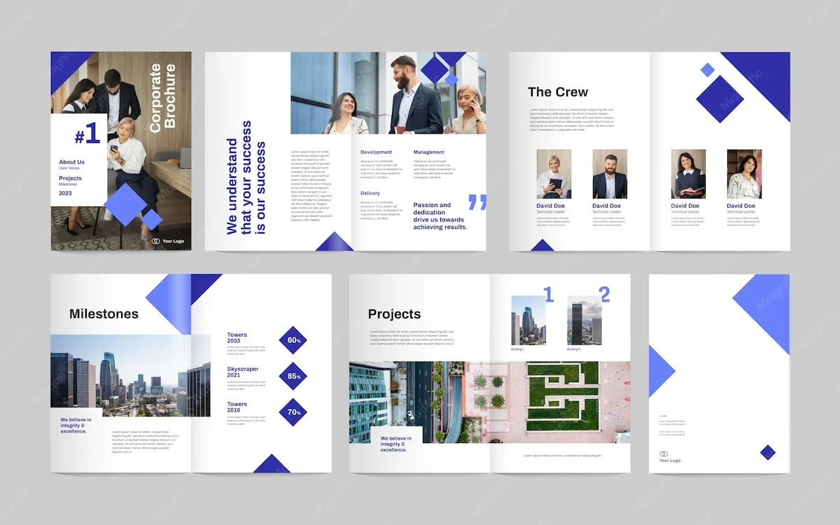 Flat design corporate brochure template