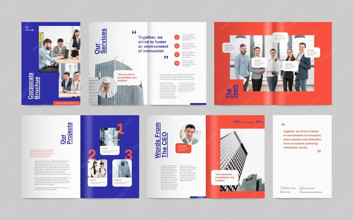 Flat design corporate brochure template