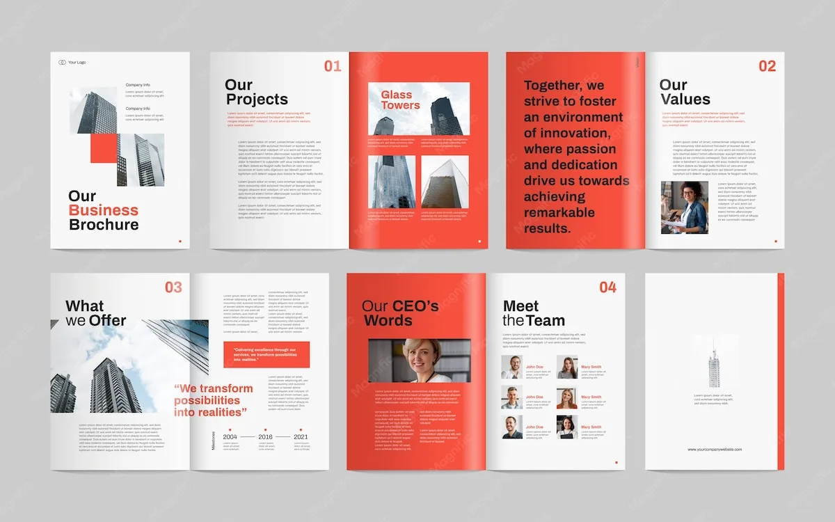 Flat design corporate brochure template