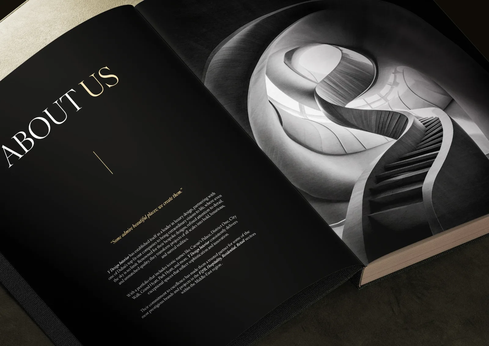 Aurum Atelier Interiors — Company profile design — product packaging design view 4