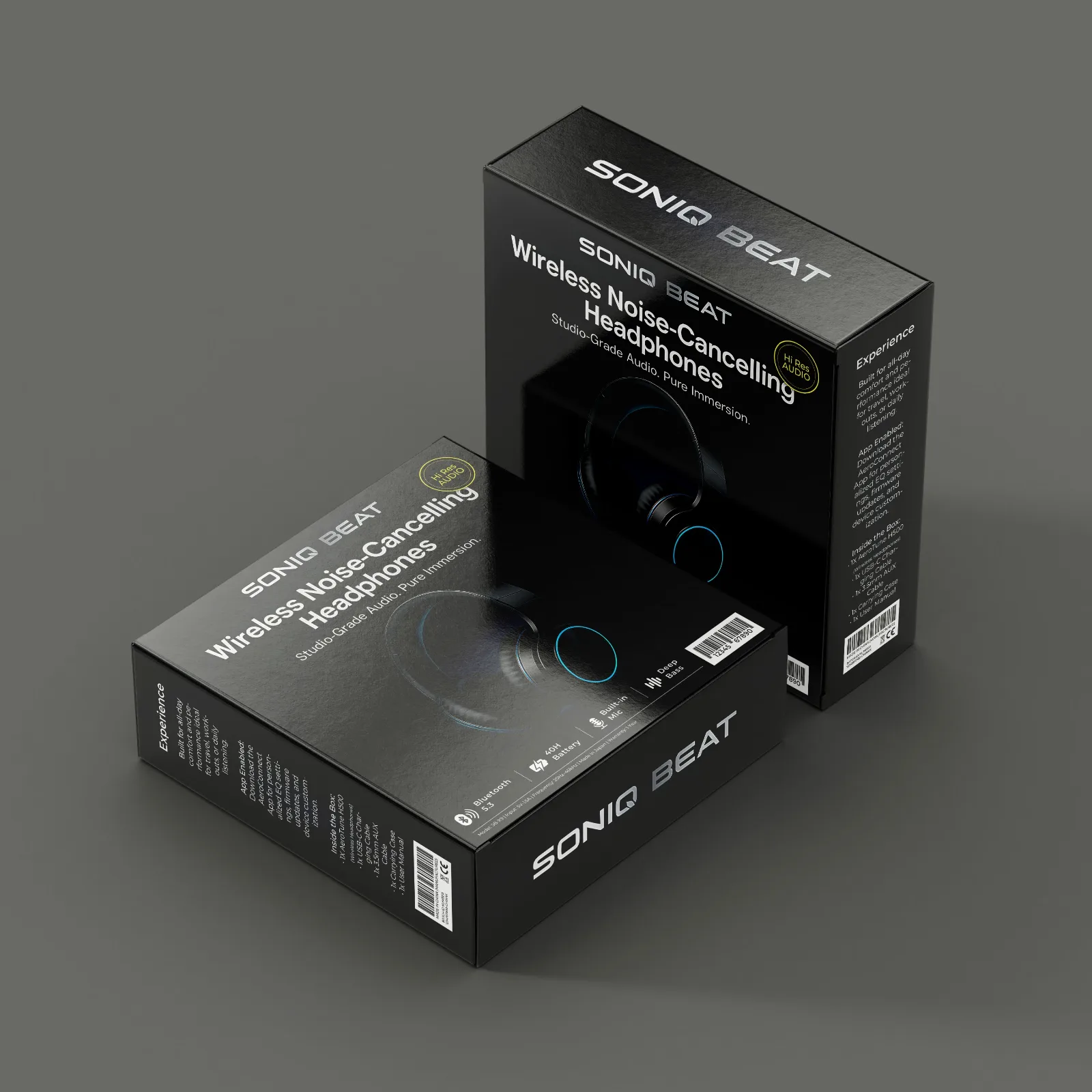 SonicFold &mdash; Headphones retail box design &mdash; product packaging design view 6